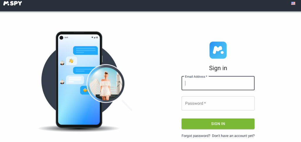 Log in to your account using mSpy credentials